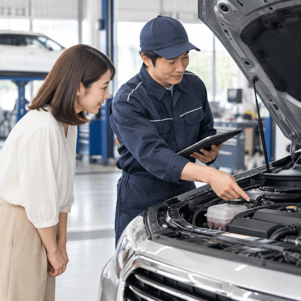 忙しい毎日に、頼れる45分車検。愛車のこれからを、専任スタッフと一緒に。