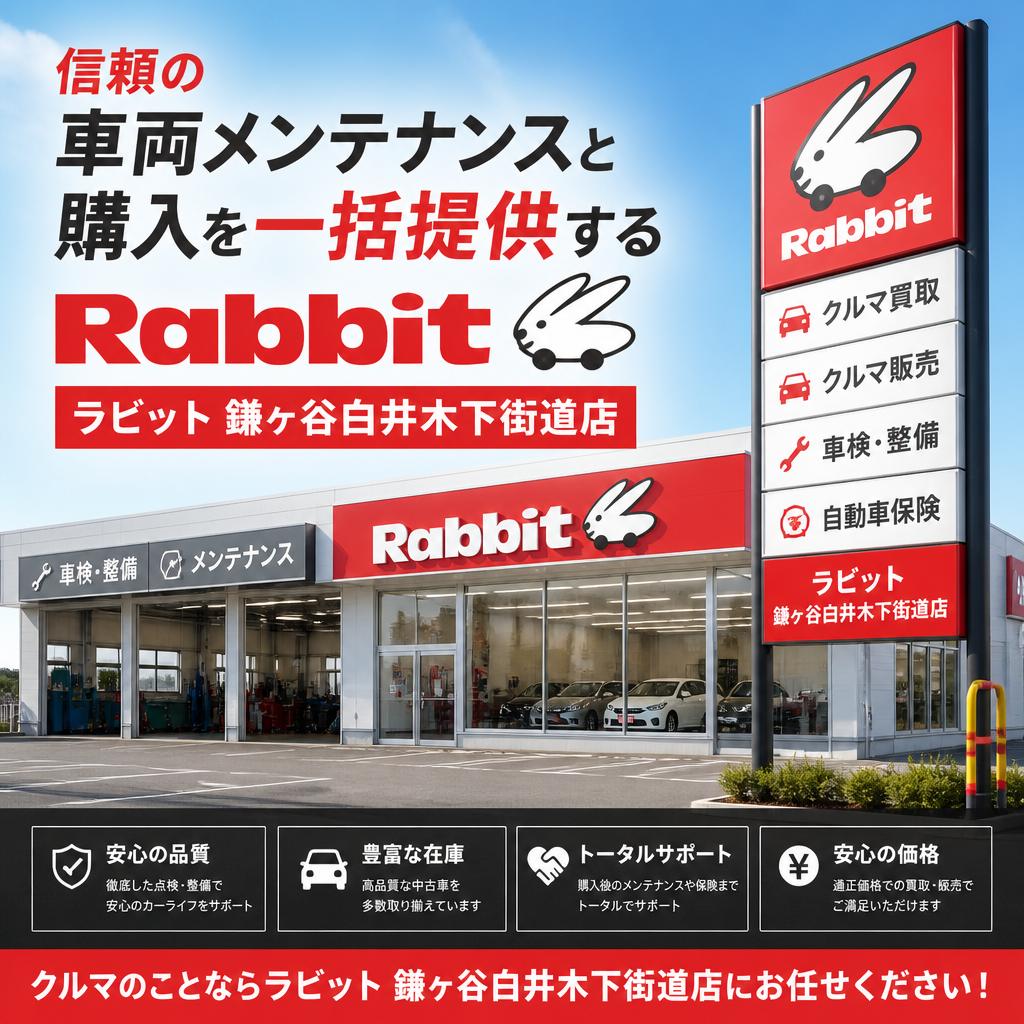 信頼の車両メンテナンスと購入を一括提供するラビット鎌ヶ谷白井木下街道店