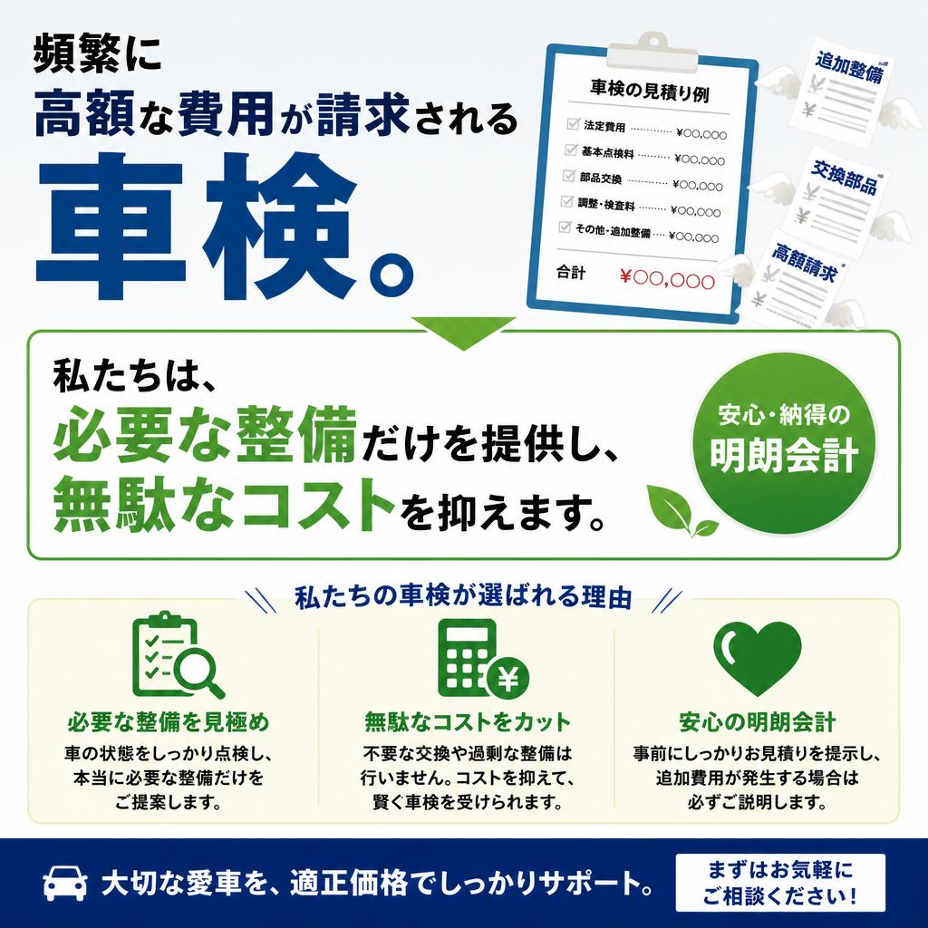 2. 高額な車検の悩みを解決
