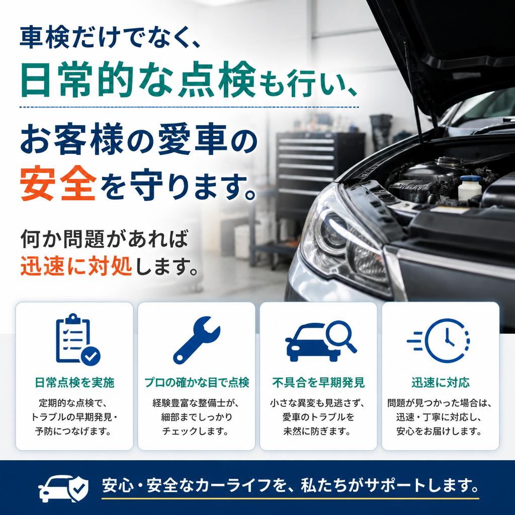 徹底した安全点検で愛車を守る