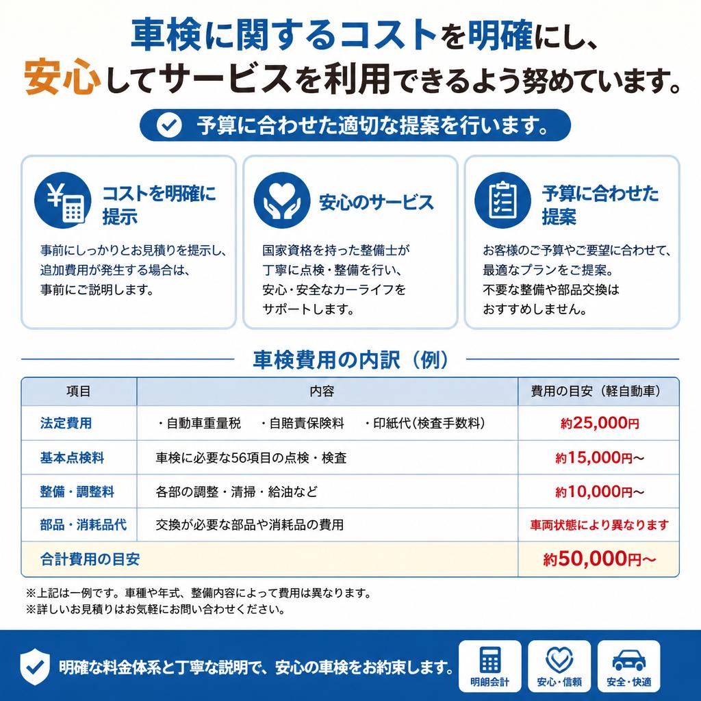 透明な料金体系、納得できる価格