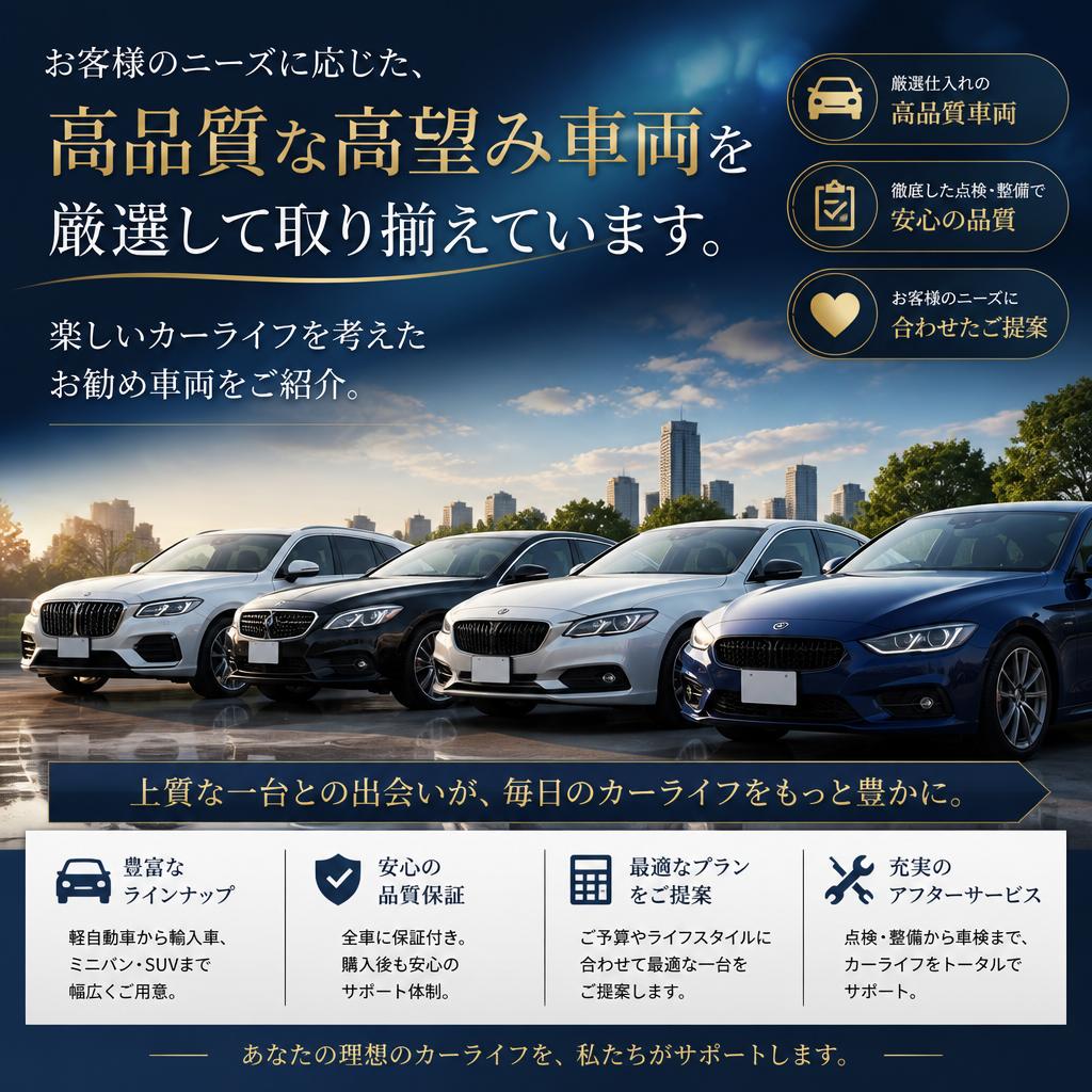 厳選された高望み車両のラインナップ